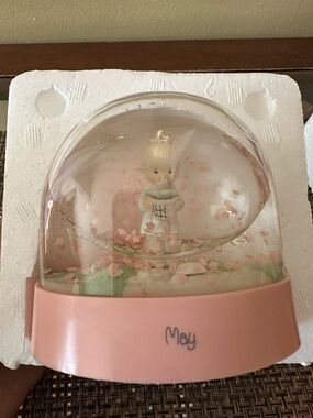 Precious Moments ‘May’ Figurine Snow Globe - Pink Enesco Brand